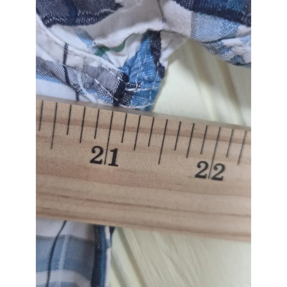 The North‎ Face Shirt Mens Medium Blue Plaid Short Sleeve Button Front Cotton